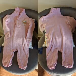 Ralph Lauren Baby Girl's size 9M Pink Snap Button Ruffle Embroidered Onesie